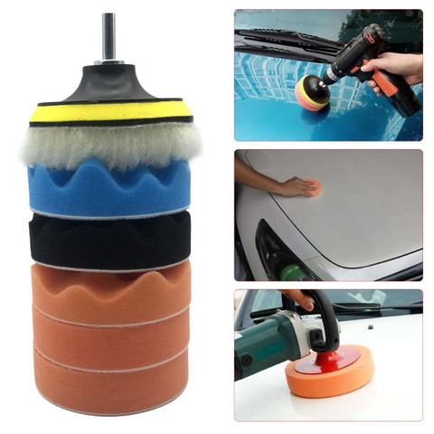 7Pcs Buffing Pad Set Thread 4 inch Auto Car Polishing Pad Kit for Car Polisher + Drill Adaptor M14 Power Tools Accessories ► Photo 1/6