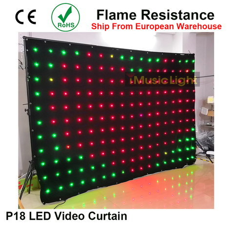 LED Backdrop P18 2Mx3M DMX Controller 80 Animated Patterns 187pcs LED Vision Curtain Flexible Screen LED Video Curtain Screen ► Photo 1/1