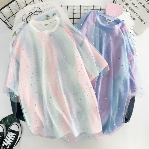 2022 T Shirt Women Stars Reflective Light Befree Harajuku Riverdale Summer Top Ukraine Friends Kawaii Aesthetic Stranger Things ► Photo 1/6