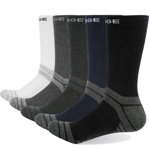 YUEDGE 5 Pairs Men's Cotton Breathable Cushion Wicking Comfortable Outdoor hiking Runing Sports Crew Dress Socks ► Photo 1/6