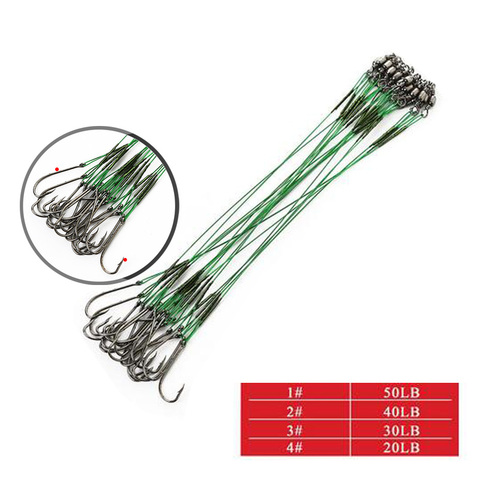 20Pcs/Lot Trace Wire Leader Fishing Hook Rigs Anti-Bite Stainless Steel Wire Line Leader Rigs Tied w/Crane Fishing Swivels Barb ► Photo 1/1