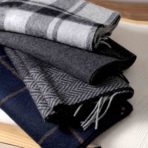 Scarf Men Winter Strip Solid Plaid Wool Scarf Luxury Classical Warm Long Soft Cashmere Winter Scarves for Men Winter Accessories ► Photo 1/6