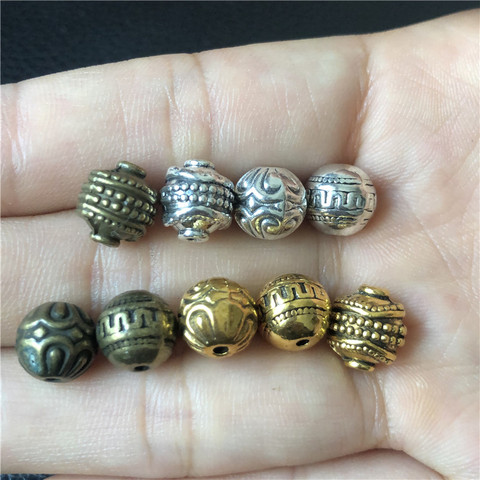 15pcs 9mm muddy round engraved metal beads for jewelry beads DIY