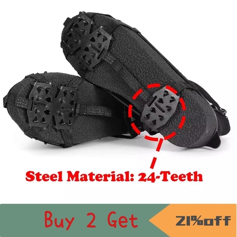 1 Pair M L 24 Teeth Anti-Slip Ice Grips Gripper Shoes Boot Hiking Ice Climbing Shoe Spikes Climbing Chain Crampons Shoes Cover ► Photo 1/6