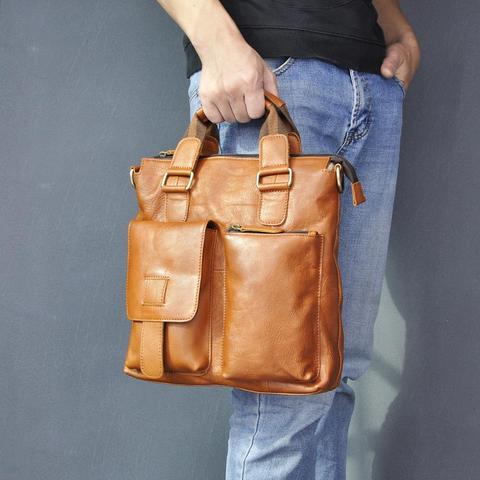 Men Original Leather Casual Maletas Business Briefcase 12