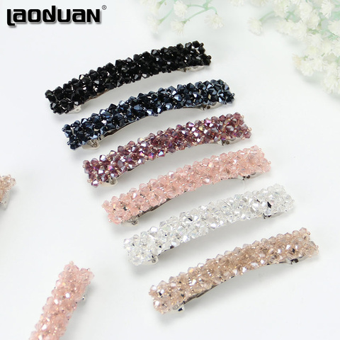 1PC Fashion Women Girls Bling Headwear Crystal Rhinestone 6 Color Elastic Hair Clip Barrette Hairpin Hair Accessories ► Photo 1/6