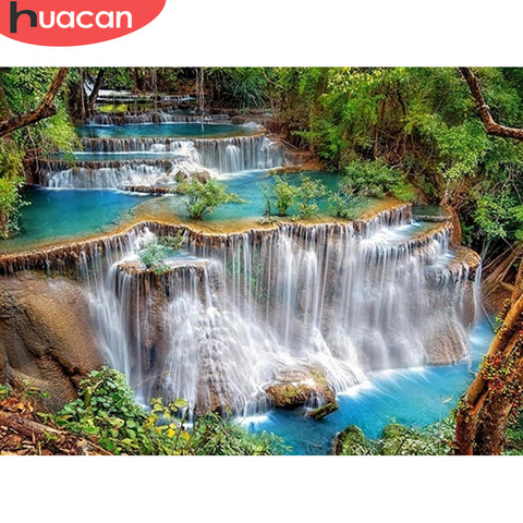 HUACAN Diamond Painting Waterfall Full Square Stones Home Decoration Landscape Diamond Embroidery Scenery Mosaic Beaded Picture ► Photo 1/6