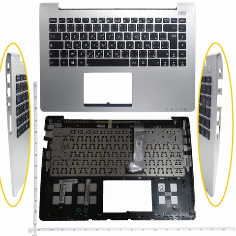 GZEELE New palmrst FOR ASUS S400 S400C S400CA notebook C cover with keyboard bezel upper case silver ► Photo 1/4