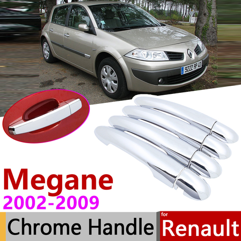 for Renault Megane II MK2 2 2002~2009 Chrome Door Handle Cover Car Accessories Stickers Trim Set 2003 2004 2005 2006 2007 2008 ► Photo 1/6