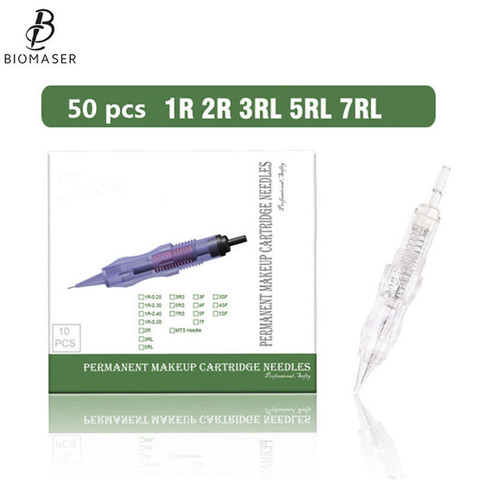 Biomaser 50PCS Screw Cartrdiges Tattoo Permanent Makeup Machine Tattoo Needles Eyebrow Lips Cartridge Needles 1R/2R/3RL/5RL/7RL ► Photo 1/6