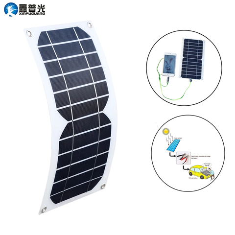 flexible solar panel kit 5w 6v 12v solar cell 5v USB charger for mobile phone power bank battery hiking camping waterproof 2022 ► Photo 1/6