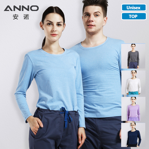 ANNO Keep Warm Long Sleeves T Shirt Cotton Hospital Medical Eequipment Unisex Body O Neck Inside Scrubs Cloths medical supplies ► Photo 1/1