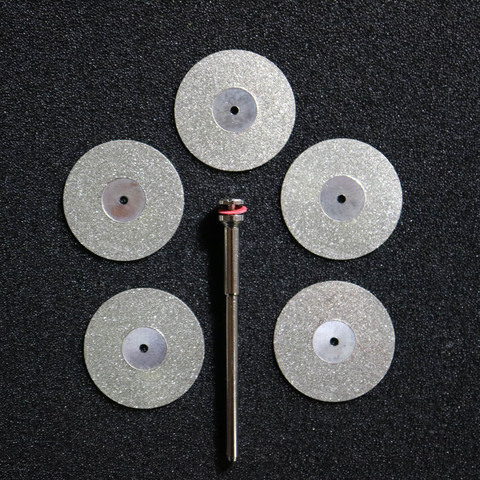 5 pcs Dental lab Diamond disc disks Double sided grit cutting disc tool diameter 22mm thickness 0.25mm with 1 mandrels ► Photo 1/6