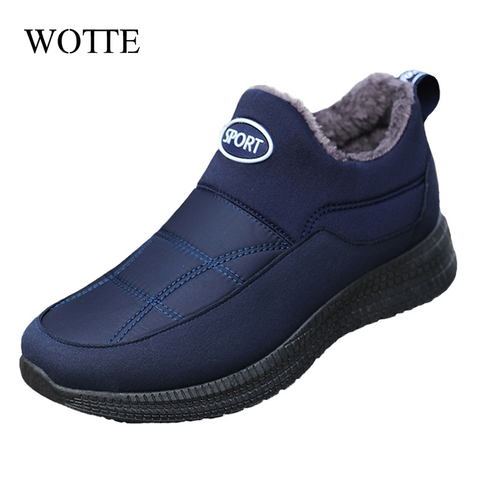 WOTTE Mens Boots Winter Keep Warm Snow Boots Fashion Plush Cotton Shoes Man Boots Driving Moccasins Quality Men Loafers Cotton ► Photo 1/6
