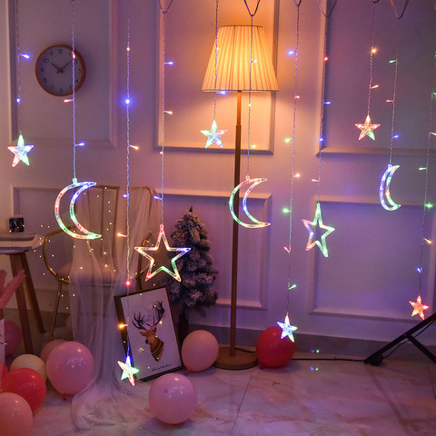 3.5M LED Moon Star Lamp 220V EU Plug Curtain Light Christmas Garland Fairy Lights Indoor For New Year Wedding Party Decoration ► Photo 1/6