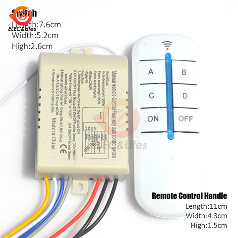 4 Way AC 220V RF Remote For LED Light chandelier Digital Wireless Remote Control Switch ON/OFF Ceiling Fan Panel Control Switch ► Photo 1/6