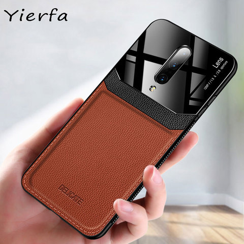 Case For Oneplus 7 Phone Case PU Leather Mirror Plexiglass Silicone Shockproof Bumper One plus 6 6T 7 7T 8 Pro Nord Back Cover ► Photo 1/6