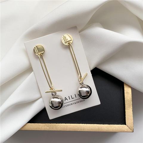 Europe and the cold wind geometric fashion metal ball ball earrings South Korea female temperament contracted earring jewelry ► Photo 1/6