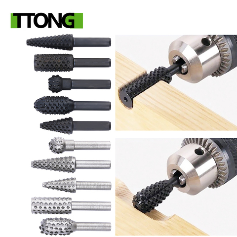 5pcs Steel Rotary Rasp File 1/4