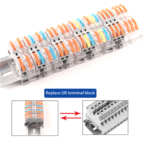 Din Rail Fast Universal Compact Electric Cable Wire Connector  PCT 222 223  LED Light Lamp Conector Wiring  Conductor Terminal ► Photo 1/6