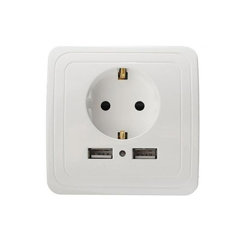 EU Plug Socket Dual USB Port socket Wall Charger Adapter Charging 2A Wall Charger Adapter Power Outlet For Air Conditioner part ► Photo 1/4