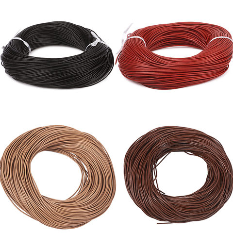 pandahall 1mm 1.5mm 2mm Round Real Genuine Cowhide Leather Cord Thread String Rope Material for Jewelry Making DIY 100m ► Photo 1/6