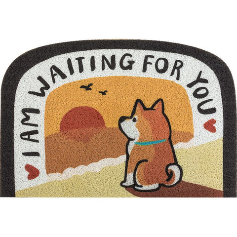 Dog Cartoon Sand Scraping Door Entrance Shiba Welcome Mat Hallway Bath Nonslip Rug Dust Removal Carpet Wire Loop Footpad Doormat ► Photo 1/6