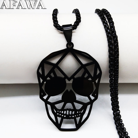 2022 Black Skull Stainless Steel Chain Necklace for Women Necklaces & Pendants Jewelry acero inoxidable joyeria mujer N3023S02 ► Photo 1/6