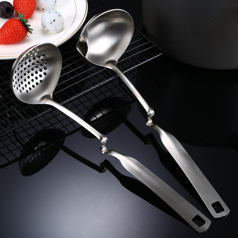 Oil Filter Separate Spoon Long Handle Soup Spoon Strainer Cooking Colander Kitchen Scoop Stainless Steel Ladle Dinner Tableware ► Photo 1/6