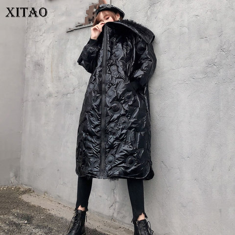 XITAO Solid Color Hooded Collar Parka Women Winter New Keep Warm Personality Hooded Embossing Letter Casual Fashion DMY1754 ► Photo 1/6