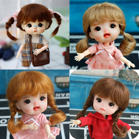 New high quality soft fiber mohair 1/8 BJD doll wig pink brown wig SD BJD doll for 14-15cm diameter lovely doll accesoriess ► Photo 1/6