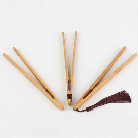 1pcs Wooden Tea Tweezer Tea Tongs Bacon Tea Clip Tongs Bamboo Salad Food Toast bend clip straight clips Kitchen  Teaware ► Photo 1/6