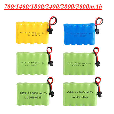 6v 700mAh/1400mAh/1800mAh/2400mAh/2800mAh/3000mAh Ni-MH Battery for Rc Toys Cars Tanks Robots Boats AA 6V NiCD Battery Pack ► Photo 1/6