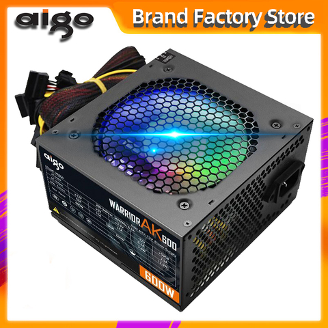 Aigo AK600 Max 600W Power Supply PSU PFC Silent Fan ATX 24pin 12V PC Computer SATA Gaming PC Power Supply For Intel AMD Computer ► Photo 1/6