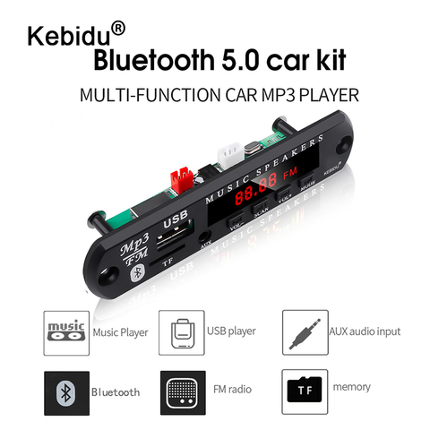 Car Audio USB TF FM Radio Module Wireless Bluetooth 5.0 5V 12V MP3 WMA Decoder Board MP3 Player with Remote Control For Car ► Photo 1/6