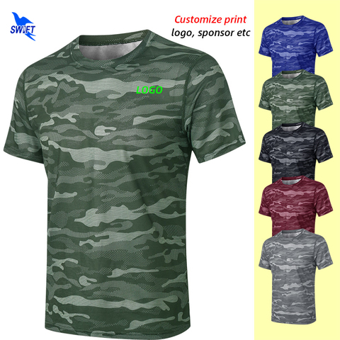 Breathable Camouflage Running T-Shirt Men Quick Dry Thin Gym Fitness Sports Shirts Workout Training Short Sleeve Tees Customize ► Photo 1/6