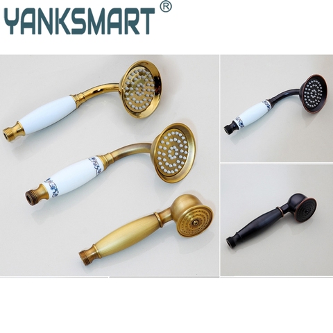 YANKSMART Hand Shower Brass Ceramic Handle Shower Rain Spray Shower Water Saving Shower Head For Bathroom Accessories Gold ► Photo 1/6