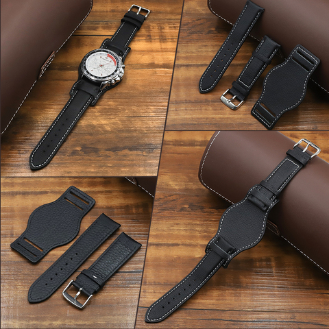 Black Brown Coffee Soft Genuine Leather Watchband Replacement for Watch Strap 18mm 20mm 22mm Wrist Bracelets Sport Watchband ► Photo 1/6