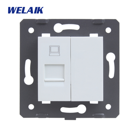 WELAIK EU-Standard RJ45 CAT6 Computer-Socket DIY-Parts-Wall Computer-Socket parts-Without Glass-Panel A8COW/B ► Photo 1/4