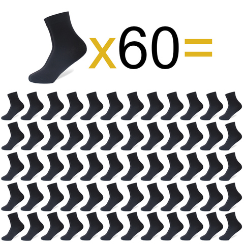 60 Pairs/Lot Whoesale Men's Cotton Socks Black Business Men Socks Breathable Spring Summer Autumn for Male US size(7-9.5) ► Photo 1/6