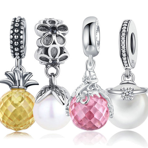 On Sale 925 Sterling Silver Star Butterfly Nut Bee Flower Pineapple Charm Pendant Beads Fit Charm Bracelet Silver 925 Jewelry ► Photo 1/6