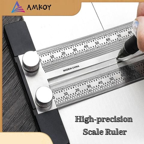 High-precision Scale Ruler T-type Hole Ruler Stainless Woodworking Scribing Mark Line Gauge Carpenter Measuring Tool ► Photo 1/6