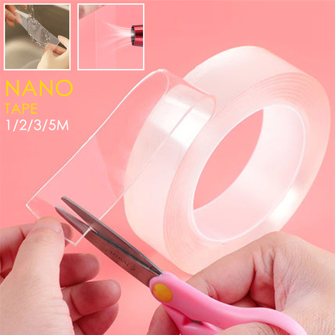 3 5 m Transparent Reusable Double-Sided Adhesive Tape Nano Super Strong Scotch Face Loop Disks Tie Glue Gadget Removable Sticker ► Photo 1/6