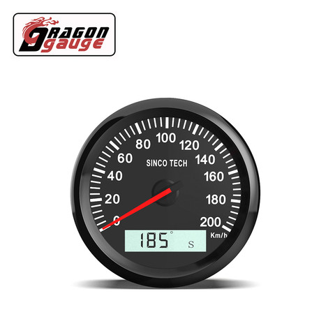 「DRAGON」 85mm Universal GPS Speedometer Pointer LCD Display Odometer 200km/h With GPS Antenn for 12V Car Motorcycle Boat ect ► Photo 1/6