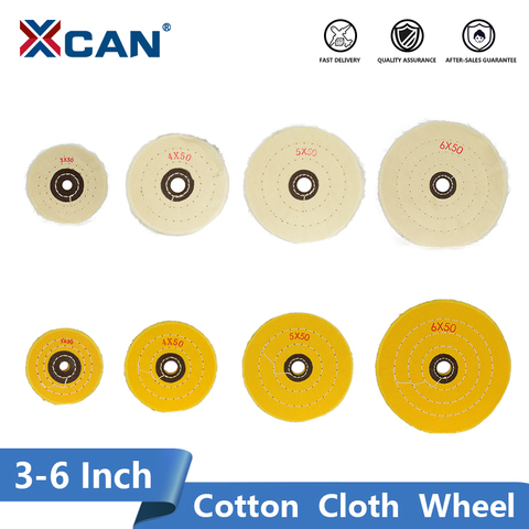 XCAN Buffing Wheel Mirror Polish Tools 3 4 5 6 Inch White/Yellow Inner Hole 10-16mm For Metal Polishing Tool Cotton Cloth Wheel ► Photo 1/6