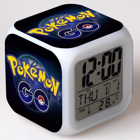 Hot Pokemon Go Alarm Clock Night Light Colorful Changing Alarm Clock With LED Flash Light Pikachu Model Toy For Kid Student Gift ► Photo 1/6