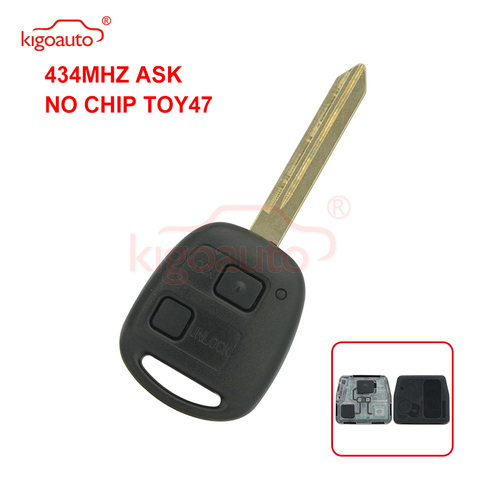 Denso(not Valeo) Kigoauto Remote key fob 2 button TOY47 blade  434mhz no chip for Toyota RAV4 Corolla Yaris 2002 2003 2004 ► Photo 1/5