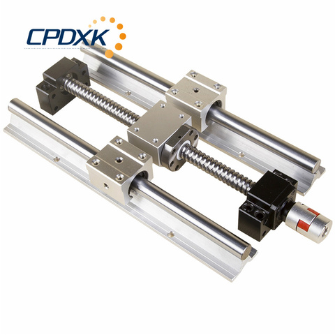 Linear Guide SBR16 L250-1500mm + SBR16UU 4pcs + Ballscrew SFU1605 + Coupler 8 *10 + Nut Holder + Supporter BKBF12 For CNC Router ► Photo 1/6