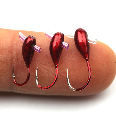 10PCS winter ice lake Fishing Hooks Overturned jig head lead Hook red worm Maggot fishhook Lure Bait Carp Fishing Tackle ► Photo 1/6