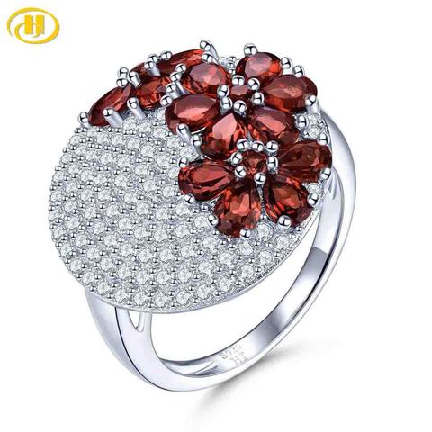 Natural Red Garnet  2.85 Carats 925 Silver Women's Ring Wedding Engagement Unique Special Design Jewelry Brand Birthday Gifts ► Photo 1/6